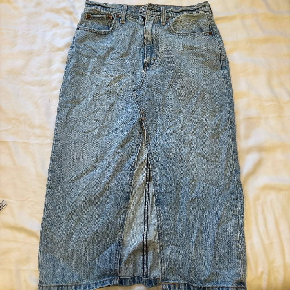 Abercrombie High Rise Denim Skirt with Front Slit